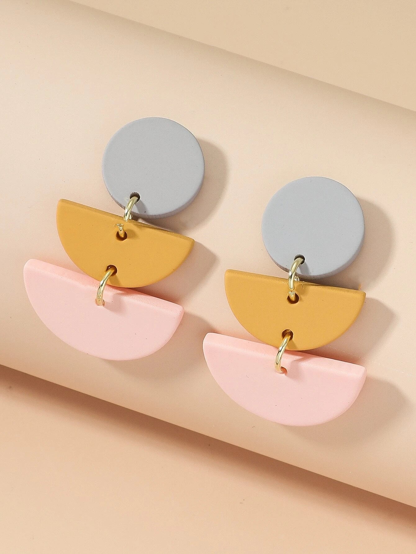 Earrings - Colour Block Drop Assorted Colours