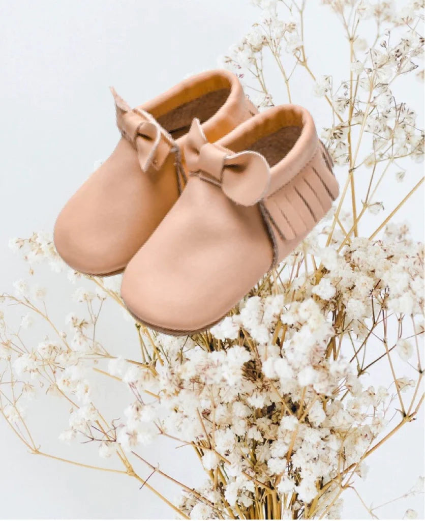 Baby Leather Moccasin Bow - Array of Colours