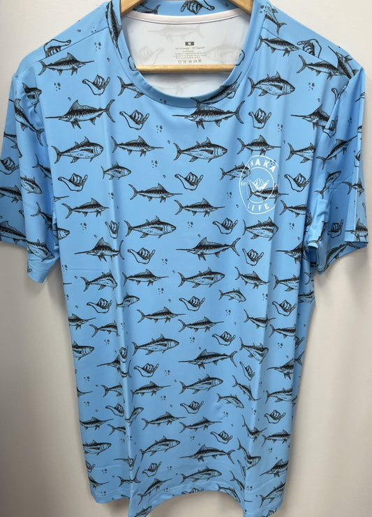 Shaka Life - Fish Print Aqua_Black T-Shirt