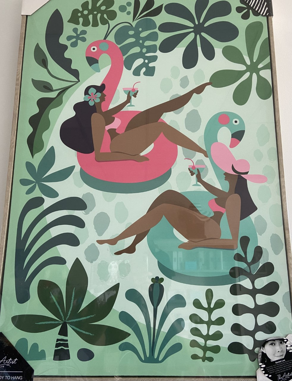 Floating Bliss with Cocktails and Flamingoes