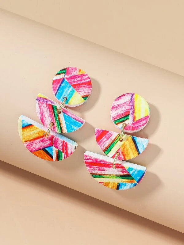 Earrings - Colour Block Drop Assorted Colours