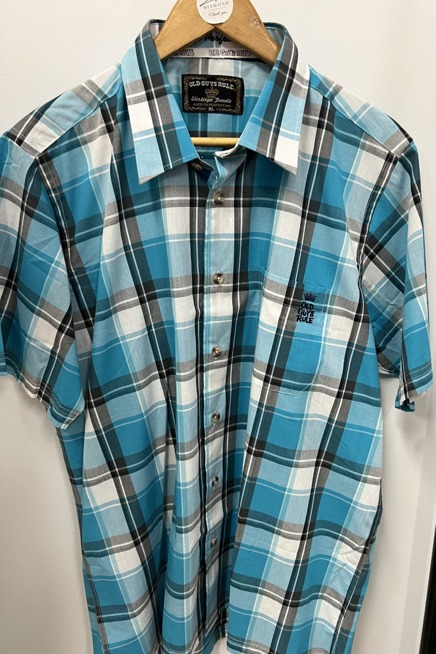 Old Guys Rule - Vintage Mariner Blue Dusk Checkered Shirt