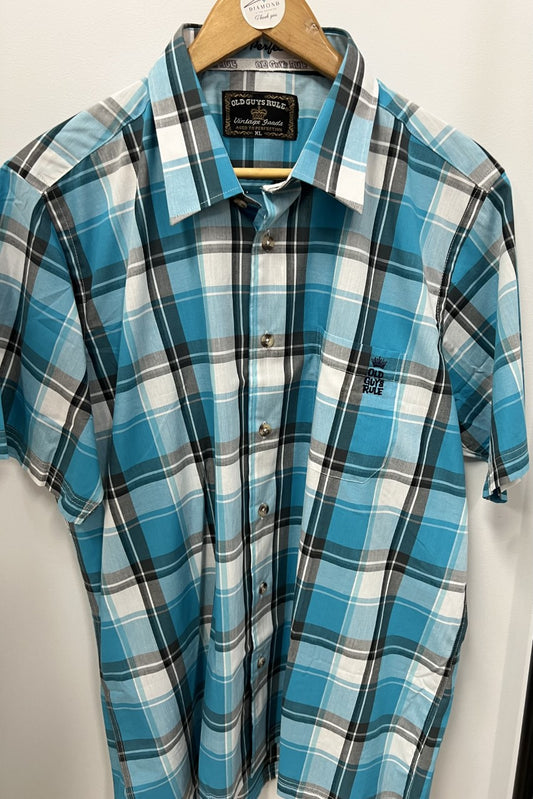 Old Guys Rule - Vintage Mariner Blue Dusk Checkered Shirt