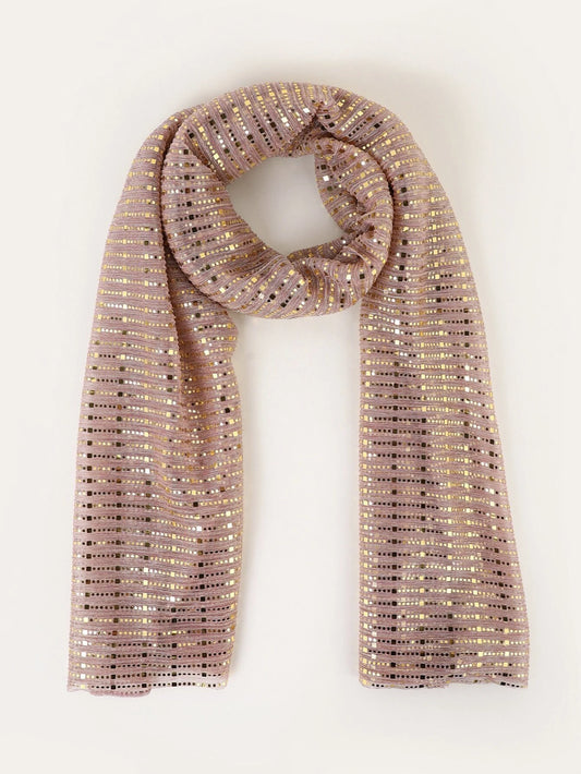 Ladies Sequin Scarf Gold