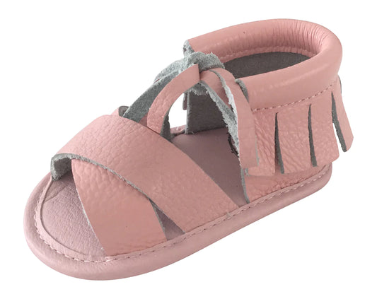Baby Leather Boho Sandals White or Pink