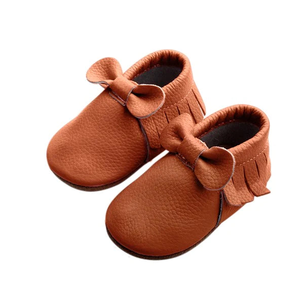 Baby Leather Moccasin Bow - Array of Colours